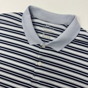 Nike Polo Shirt Mens Large L Blue White Striped Dri-FIT Standard Fit Golf Tech